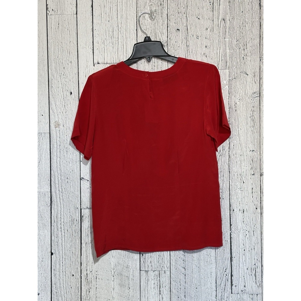 Baxter & Wells Women's Short Sleeve Blouse 100% Silk Solid Red Size Small NWT